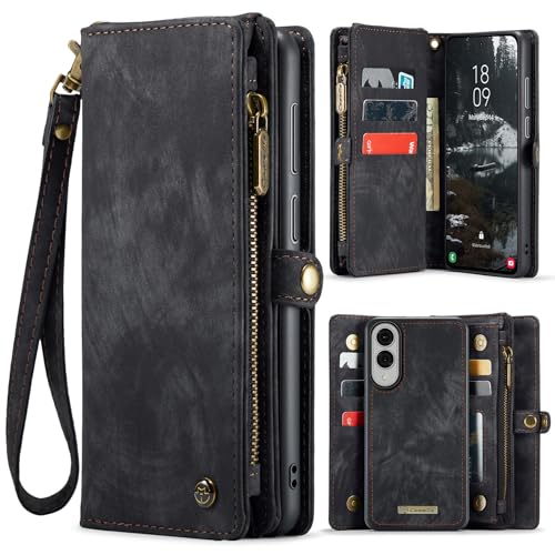 Étui portefeuille pour Samsung S25edge SWP avec coque magnétique amovible noire