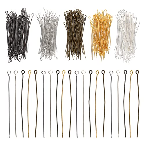 HOMSFOU 500Pcs Metal Head Pins with Open Eye for Jewelry Making Durable Pendant Eye Pins for Bracelets Earrings Pendants Convenient Box