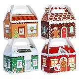TOMNK 28 Pack Christmas Gift Boxes Cookie Boxes Treat Boxes 3D Xmas House Cardboard Gable Boxes for...