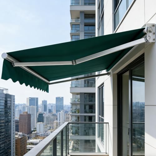 Dexinhdh Patio Retractable Awning, Outdoor Manual Retractable Awning for Sunny