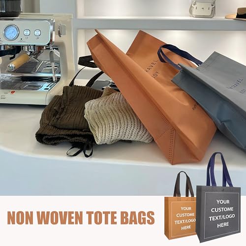 Custom Tote Bags 10/30/50/100 Pack - Personalized Reusable Grocery Bags - Promotional Items With Your Logo (handbag styles 01(Custom – Prints in multi-color))