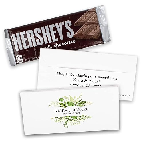 Cajas de regalo personalizadas de 24 quilates para dulces de boda, barras de chocolate con leche (paquete de 24) No requiere montaje Botánico