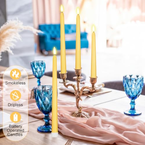 Image of Rossesay 24 Pcs Flameless LED Taper Candles Battery Operated Candles 8.5 inch, 9.65 inch, 10.8 inch, 12.8 inch Flameless Candlesticks Flickering for Christmas Church Wedding(Classic, Yellow)