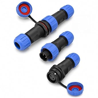 2Pair Screw Lock Connector Waterproof Electrical Connector - SP13 2 Pin Industrial Aviation Male Plug and Female Socket, IP68 Straight Cable Connectors Screw Crimping 2PIN