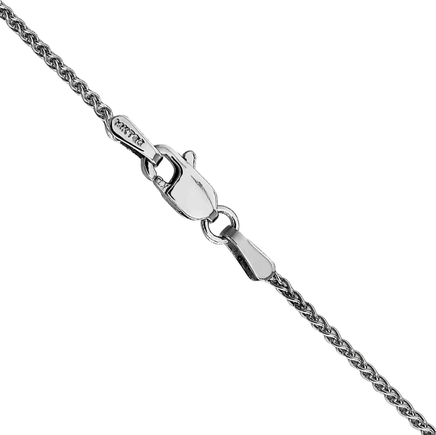 IceCarats 14K Solid White Gold 1.25mm Dainty Spiga Wheat Chain Necklace Polished