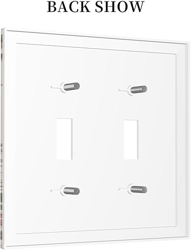 Miniatura 28 de Placa de pared dúplex de receptáculo de dispositivo de 1 gang de madera envejecida blanca gris con veta de tablón, cubierta de enchufe eléctrico de