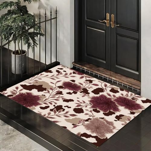 Felpudo entrada interior para hogar con diseño de hojas que da la bienvenida 4