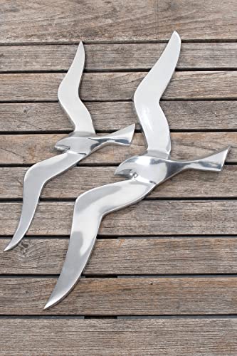 Whw Whole House Worlds Americana Flying Sea Gull Wall Sculpture, Handcrafted, Cast Of Fine Silver Aluminum, 14 X 5 Inches (36 Cmx 14 Cm) #TOP1