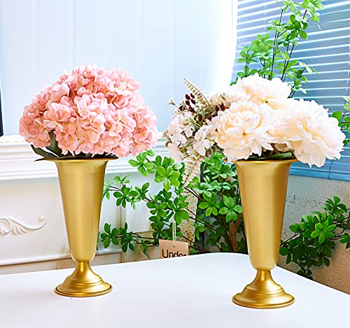 Pcs Of 10 Metal Tabletop Trumpet Vase For Wedding Centerpieces, Gold Vases For Centerpieces, Flower Holder Stand For Birthday Party Ceremony Event Aisle Road Lead Reception #TOP1