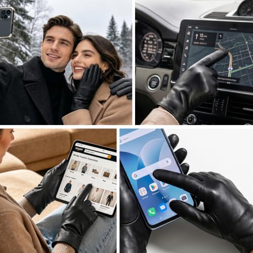Image of Air Curvey Womens Winter Touch Screen Leather Gloves