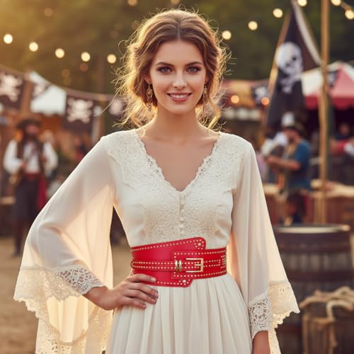 Leather Wied Elastic Corset Waist Belt,Black Tied Buckle Waspie,Vintage for Dresses Fashion Accessories4