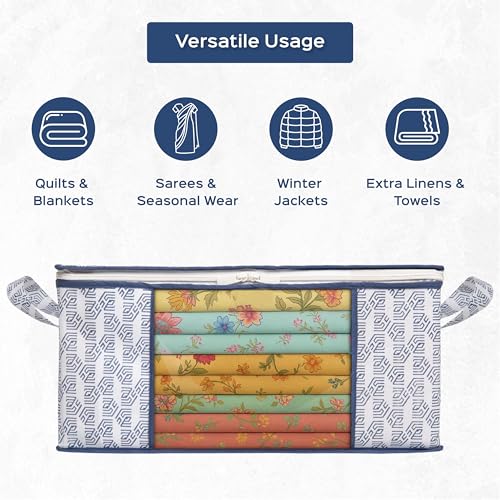 Image of Homestrap Set of 6 Heavy-Duty Clothes Storage Bag - 30L Capacity | Moistureproof & Dustproof Saree Cover Bags | Ideal Wardrobe Organizer for Sarees, Suits, Shirts, Kurtis & More - White