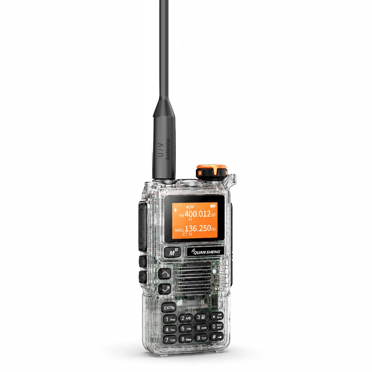 QUANSHENG UV-K5(99) Radio Ricetrasmittente Trasparente, 200 Canali, VOX, Scansione, FM, Display LCD, Batteria Li-Ion, Campeggio e Lavoro