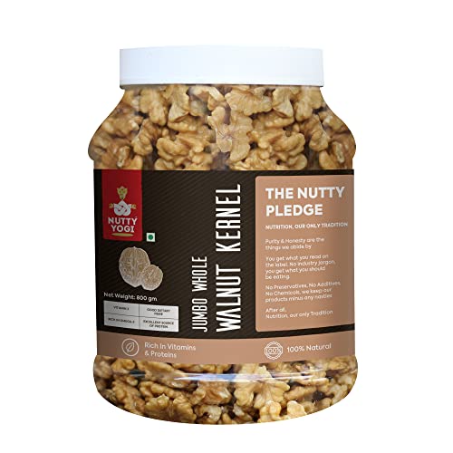 Nutty Yogi Walnuts Jar 800g Premium Akrot Giri Rich in Protein
