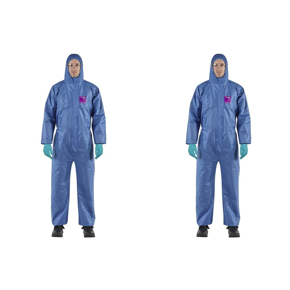 Ansell AlphaTec 1500 Model 138, Tuta Integrale Monouso con Cappuccio, Protezione Tipo 5/6 & AlphaTec 1500 Model 138, Tuta Protettiva Monouso, Camici Usa e Getta Impermeabile