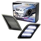 iJDMTOY Smoked Lens White Full LED Front Side Marker Light Kit Compatible With 2008-11 Mercedes W204 C250 C300 C350 & 2008-2013 C63 AMG, Powered by SMD LED, Replace OEM Sidemarker Lamps