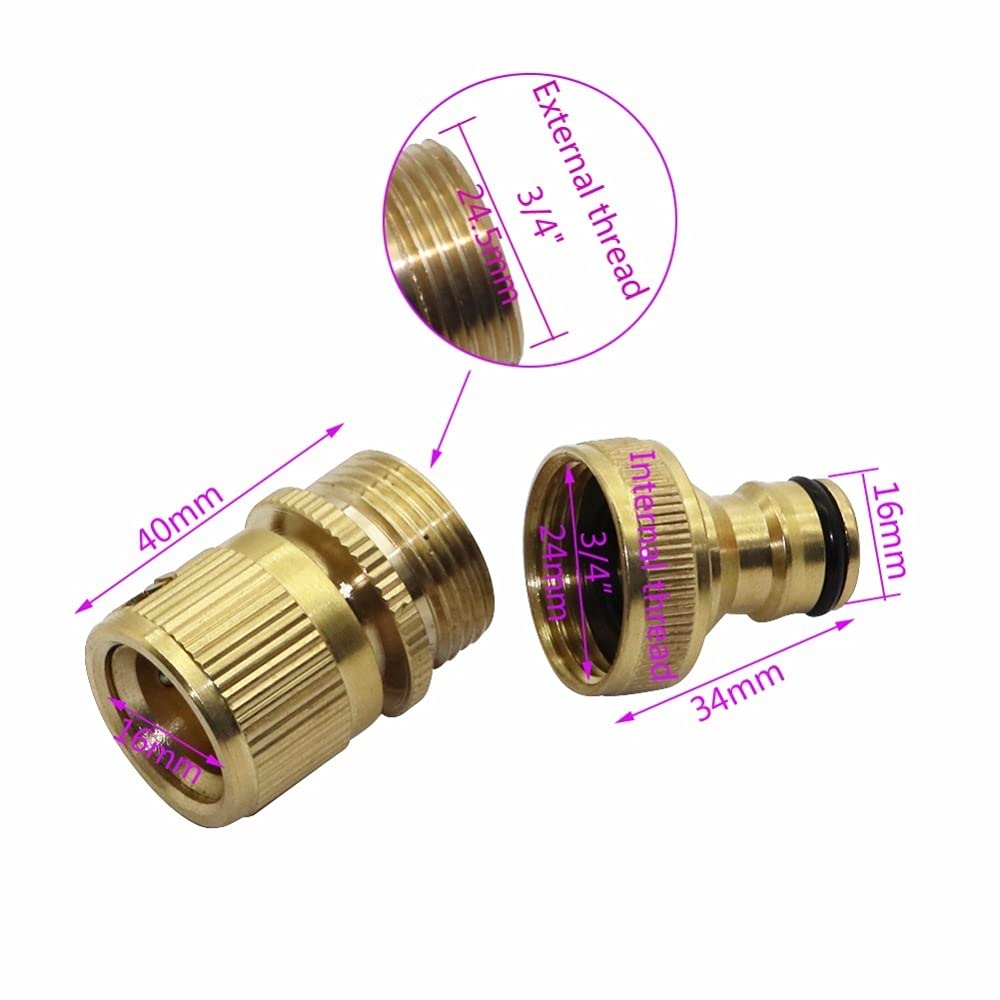 Adaptador de fontanería de jardín, 10 piezas de conectores rápidos de rosca interna de 3 4 pulgadas y conectores rápidos de rosca externa de 3 4 pulgadas, accesorios de riego para jardín