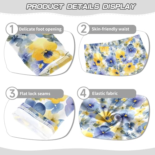 ALAZA Girls' Leggings Children's Yoga Pants Skinny Printed Dance Pansy Flowers Comfortable 4T2