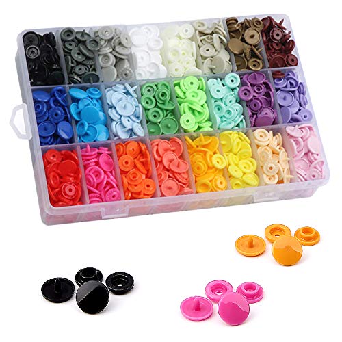 Mesee 408 Sets Plastic Snap Buttons T5 Snaps Fastener Replacement Kit Clothes Repairing Accessory for Craft DIY, Sewing, Clothing, Diaper,...