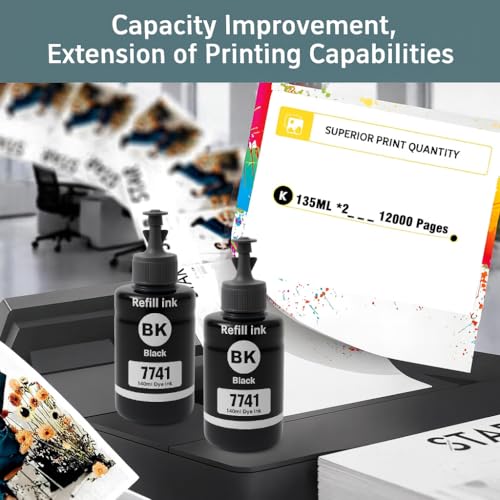 Image of KOSH T7741 Pigment Black Ink Refill Bottle Compatible for M100 / M105 / M200 / M205 / L605 / L655 / L1455 Printers