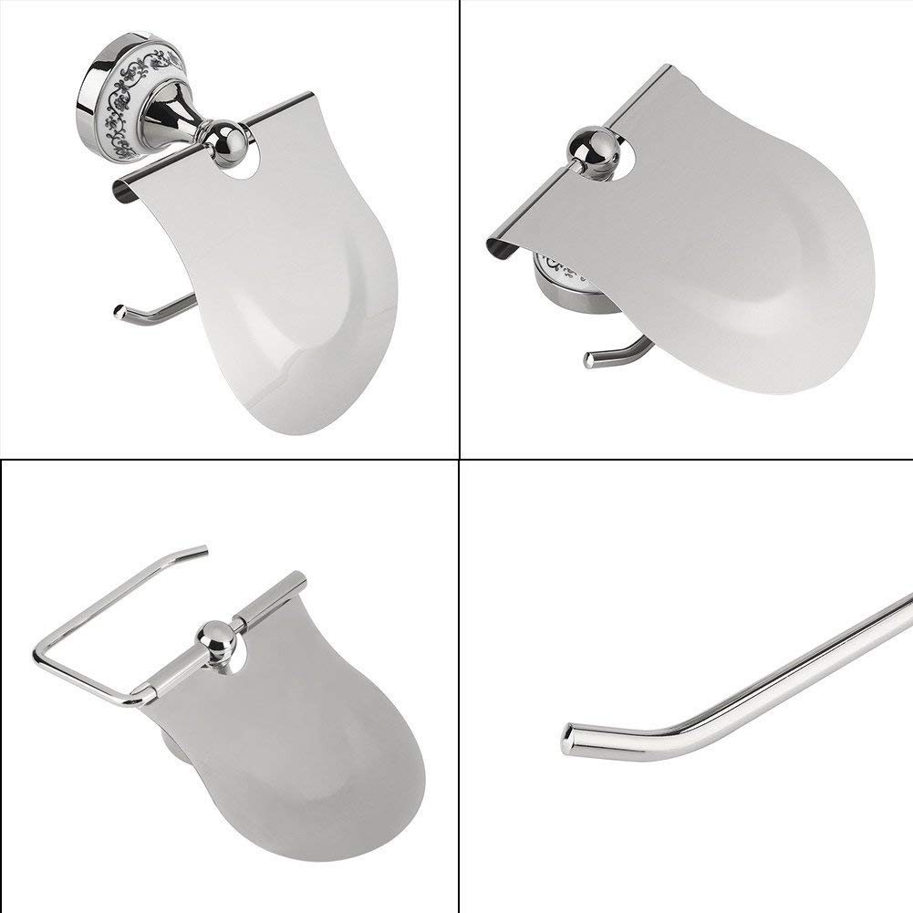 Portarotolo Di Carta Igienica Da Parete In Acciaio Inox Con Coperchio - Design Blu E Bianco, Elegante, Salvaspazio, Con Protezione Antipolvere - 2