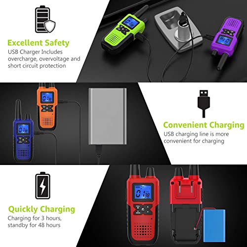 5 Walkie Talkies For Adults Long Range Walkie Talkies Rechargeable - Long Distance Walkie Talkies 5 Pack Family 2 Way Radios Walkie Talkies With Earpiece And Mic Set Usb Charger Battery Noaa Alert #TOP1