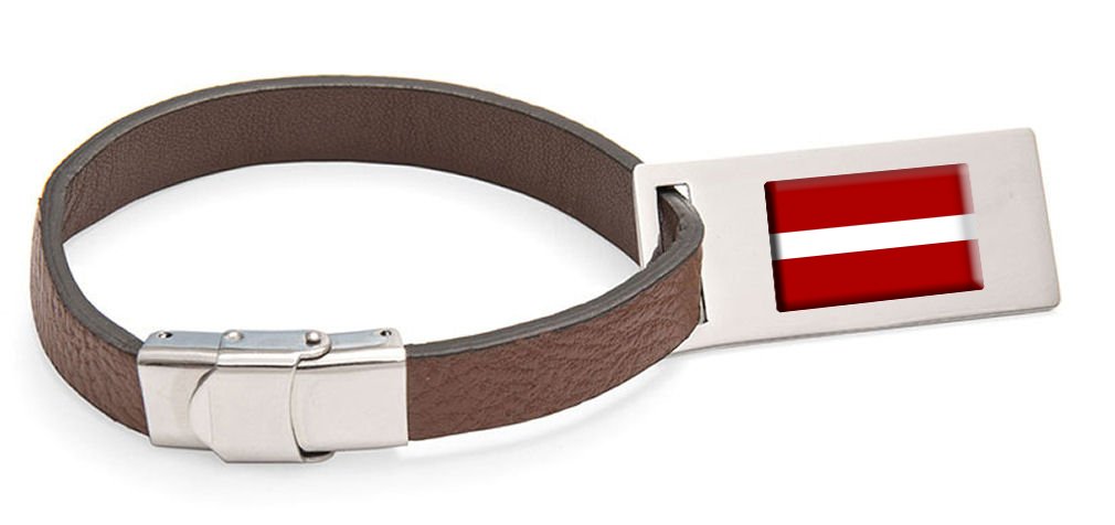 Lettland Flagge Leder Kofferanhänger Edelstahl Gravur Text