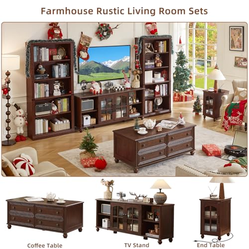 Image of RWYHG Farmhouse TV Stand for 60 in TV, Entertainment Center for Living Room