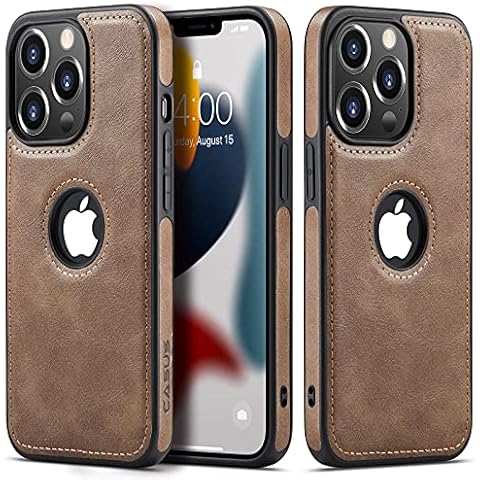 Casus Logo View Compatible with iPhone 13 Pro Case Slim Premium Vegan Leather Classic Luxury Elegant Thin Cover (2021) 6.1" (Dark Brown) Cover