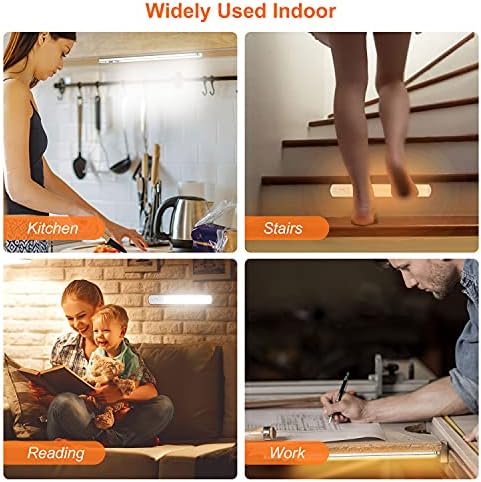 FENRIR Under Cabinet Kitchen Lights - 2 Pack 66 Led Under Cupboard Lights Motion Sensor Lights with Rechargeable Battery Dimmable Night Light for Closet, Kitchen, Wardrobe, Stair (23 cm,Silver)