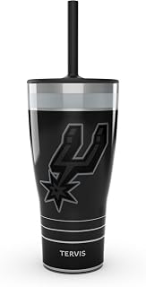Tervis Traveler NBA San Antonio Spurs - Night Game Triple Walled Insulated Tumbler Travel Cup Keeps Drinks Cold & Hot, 30oz with Straw Lid, Stainless Steel