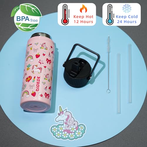 Image of BJPKPK Insulated Water Bottle, 18oz Stainless Steel with Straw Lid
