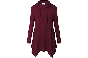 Women's Long Sleeve Cowl Neck Tunic Dress