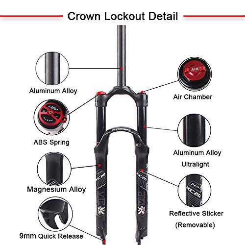 Krsec Us-Stock 26 27.5 29 Inch Mtb Suspension Fork, 120Mm Travel Air Fork With Manual Lockout, Bicycle Front Fork 9Mm Qr Straight Tube (28.6Mm Threadless), Fit Xc/Am/Fr Bike #TOP1