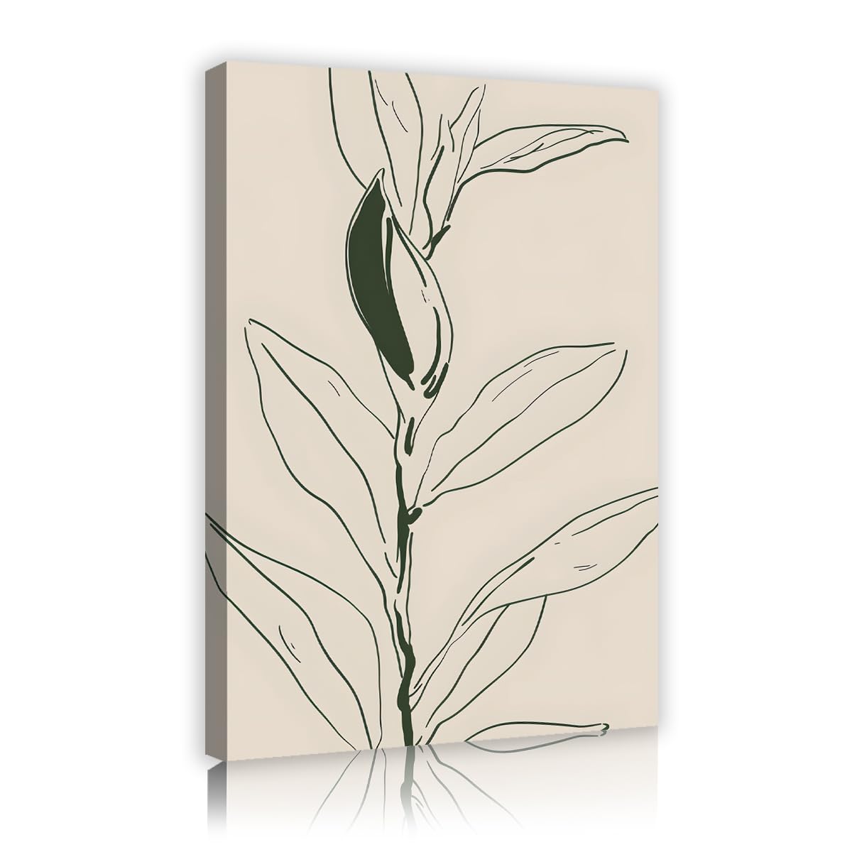 TOANGWALL Dibujo botánico minimalista en línea en lienzo Arte mural Temática de naturaleza Mural moderno Estética de plantas Carteles de arte Impresiones para decoración de cocina 80x120cm