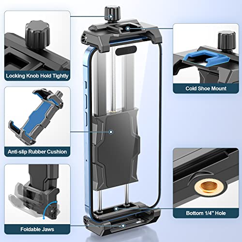 image for KDD Cell Phone Tripod Mount Adapter with Ball Head, 360° Rotating Pho