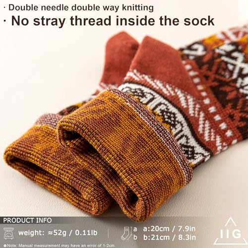 Image of IIG 5 Pairs Womens Pretty Vintage Wool Socks Unique Print Design Soft Cozy Warm Crew Socks Christmas Gift