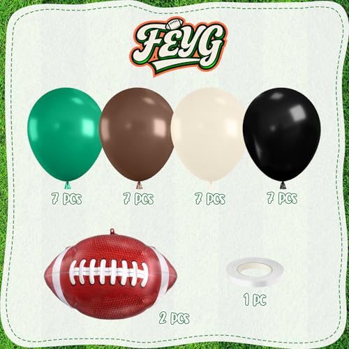 Image of Football Balloons 12 Inch Retro Dark Green Brown Ivory White Balloons