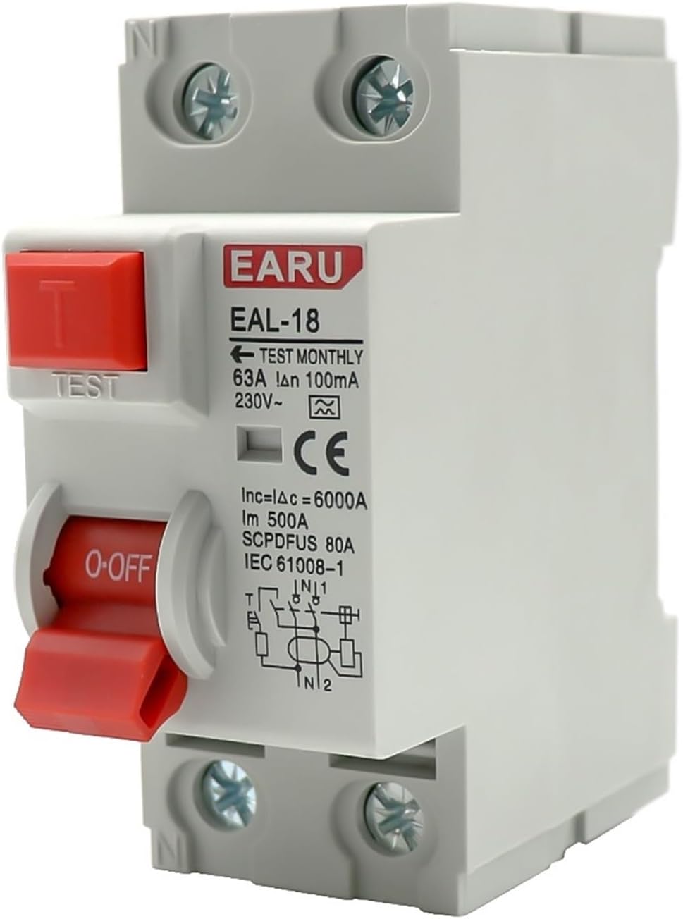 2P 32A 10/30/100/300mA Type A Electromagnetic Residual Current Circuit Breaker Differential Breaker Safety Switch(63A)