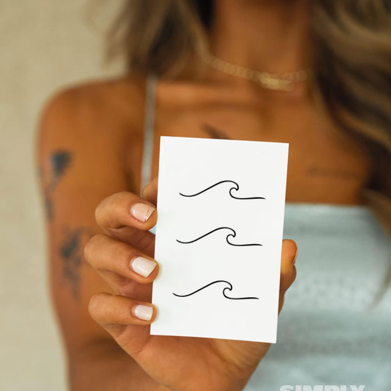 Simply Inked Wave Temporary Tattoo, Designer Tattoo for Girls Boys Men Women waterproof Sticker Size:2.5 X 4 inch 1pc. l Black l 2g