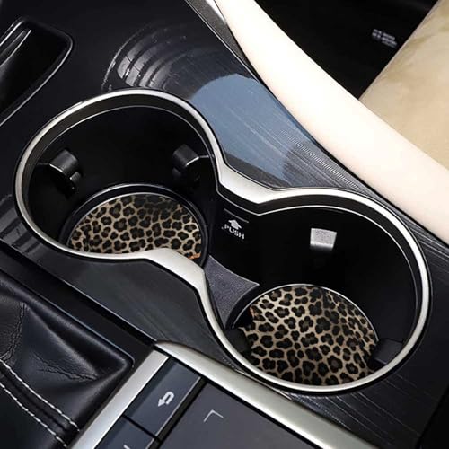 Portavasos para carro con estampado leopardo negro, 2 unidades miniatura 7
