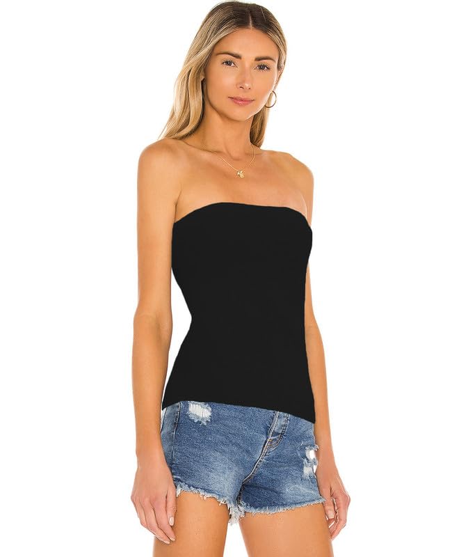 3 Packs Long Tube Tops for Womens Bandeau Top Cotton Strapless Shirt Sexy Camisoles4