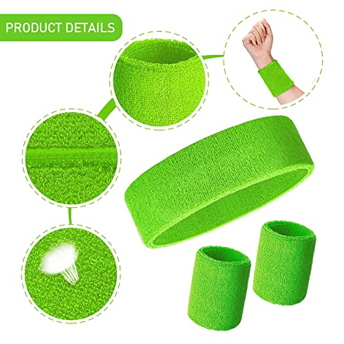 Wristbands Headbands Sweat bands Set, 4 Pieces Men Women Sweat Bands wristbands Absorbent wrist band for Gym Sports Tennis Running Exercise Basketball Wrist Sweatband Moisture - Image 3