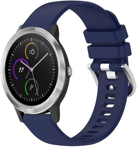 For Garmin Vivomove3 / Garminmove3 Liquid Glossy Silver Buckle Silicone Watch Band(Dark Blue)
