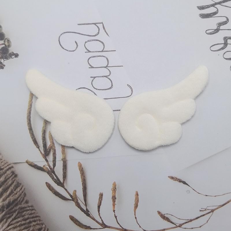 Ala de ángel de felpa para mujer, accesorio para el pelo de tela suave de doble cara, bonito y elegante, adorno para el cabello, 7,5 cm (metros blanco)