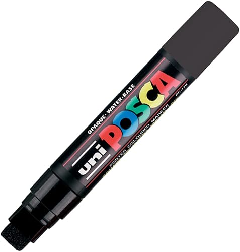 uni-ball Posca PC-17K - Marcador de punta de cincel extra ancha, color negro, 5 unidades