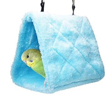 Cdycam Plush Pet Bird Hut Nest Hammock Hanging Cage Warm Nest Happy Snuggle Cave Tent