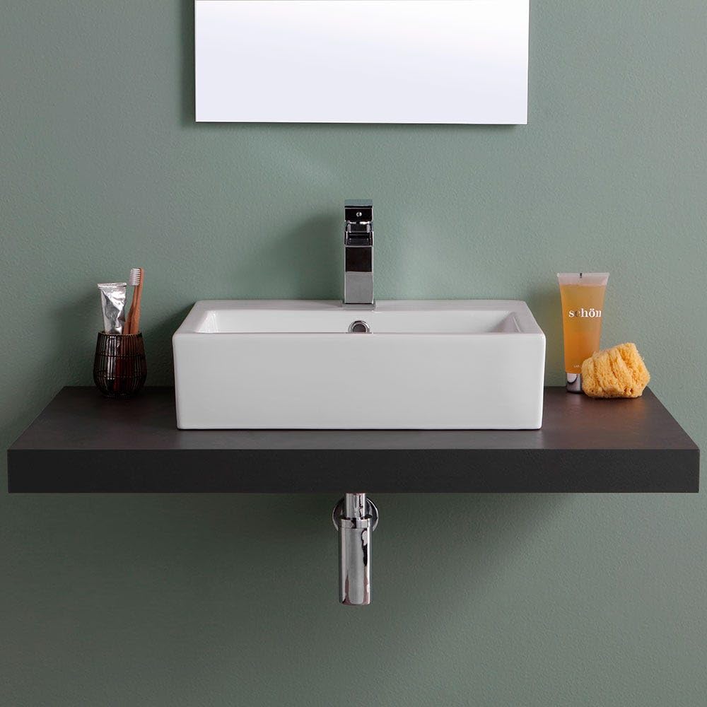 Kiamami Valentina - Lavabo da appoggio rettangolare in ceramica