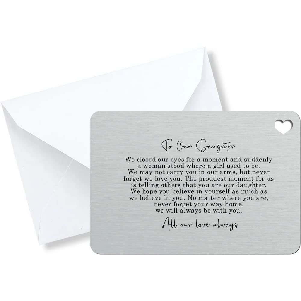 To Our Daughter Sentimental Poem Silver Metal Wallet Card (With Heart Cut Out)