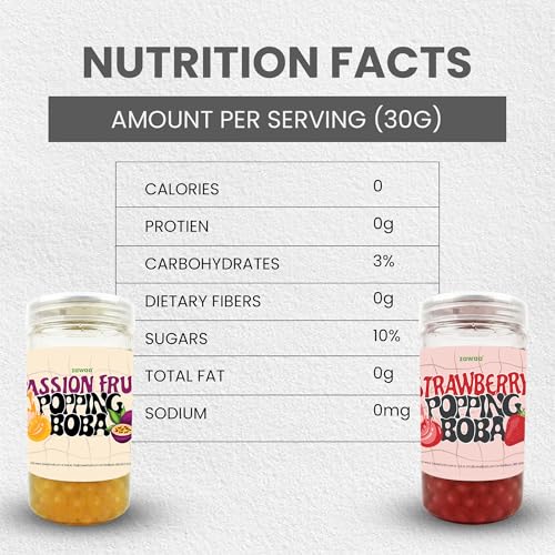 Image of Zawaa Boba Tea Assorted Popping Boba Pearls - Passion Fruit & Strawberry | 300g Each (Pack of 2) | Bursting Bubble Tea Pearls
